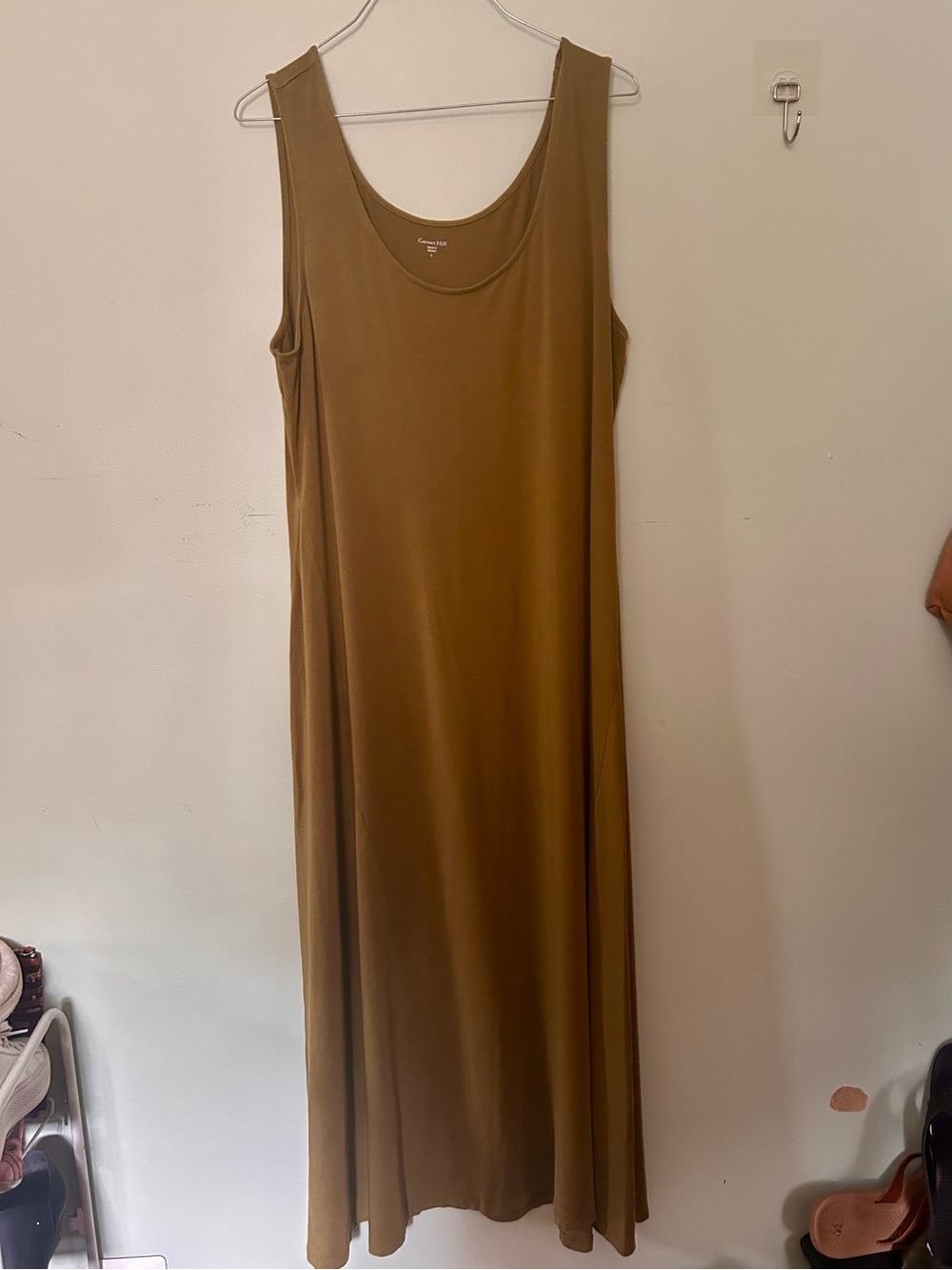 Garnet Hill Olive Green Scoop-Neck Maxi Dress